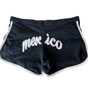 Retro Style Dolphin Running Shorts Black White Mexico Wording on Bum